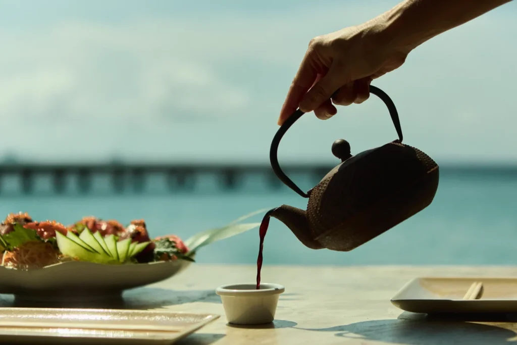 Food served beside the sea at Mood Beach