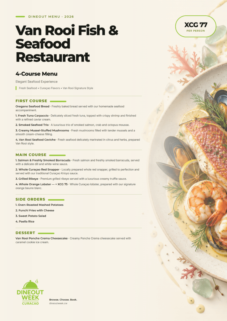 Van Rooi Fish & Seafood | Four-course menu XCG 77