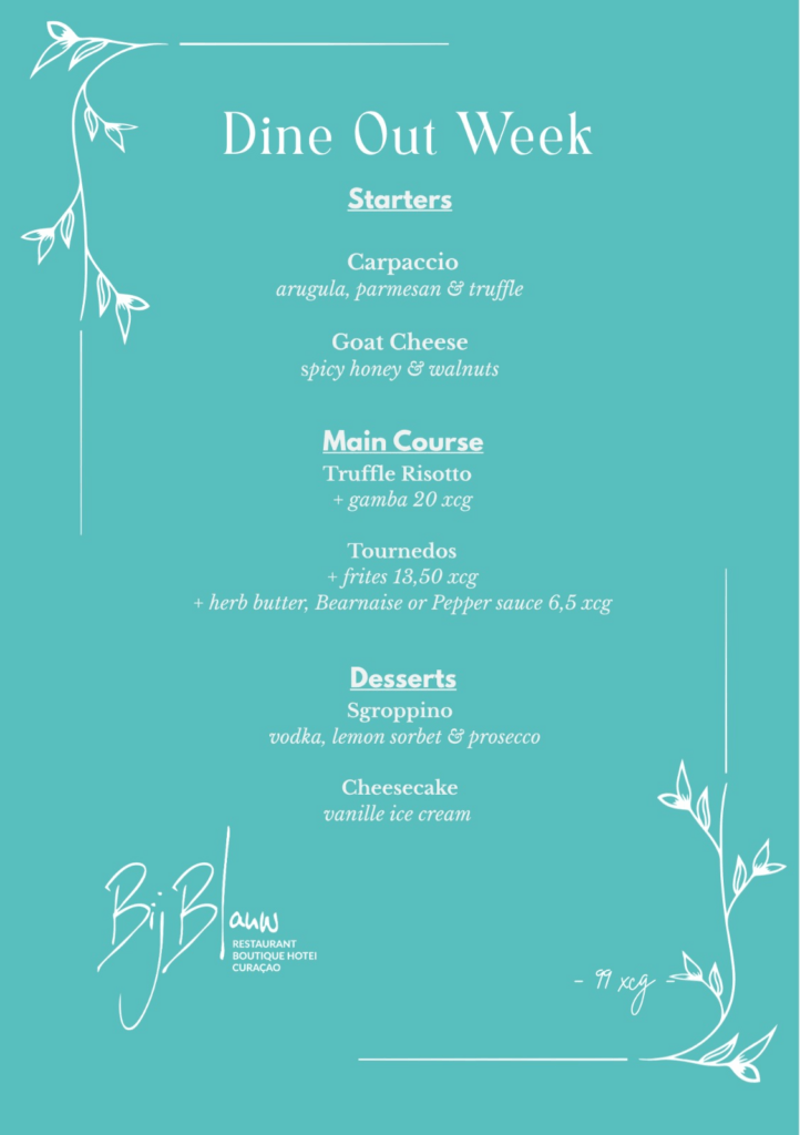 BijBlauw | DineOut menu XCG 99