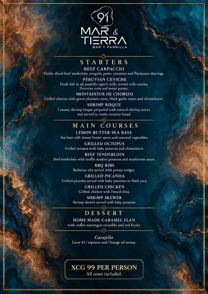 Mar & Tierra 91 | DineOut menu XCG 99