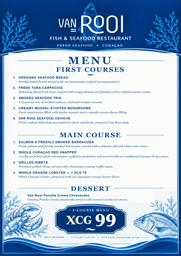 Van Rooi Fish & Seafood | DineOut Menu XCG 99