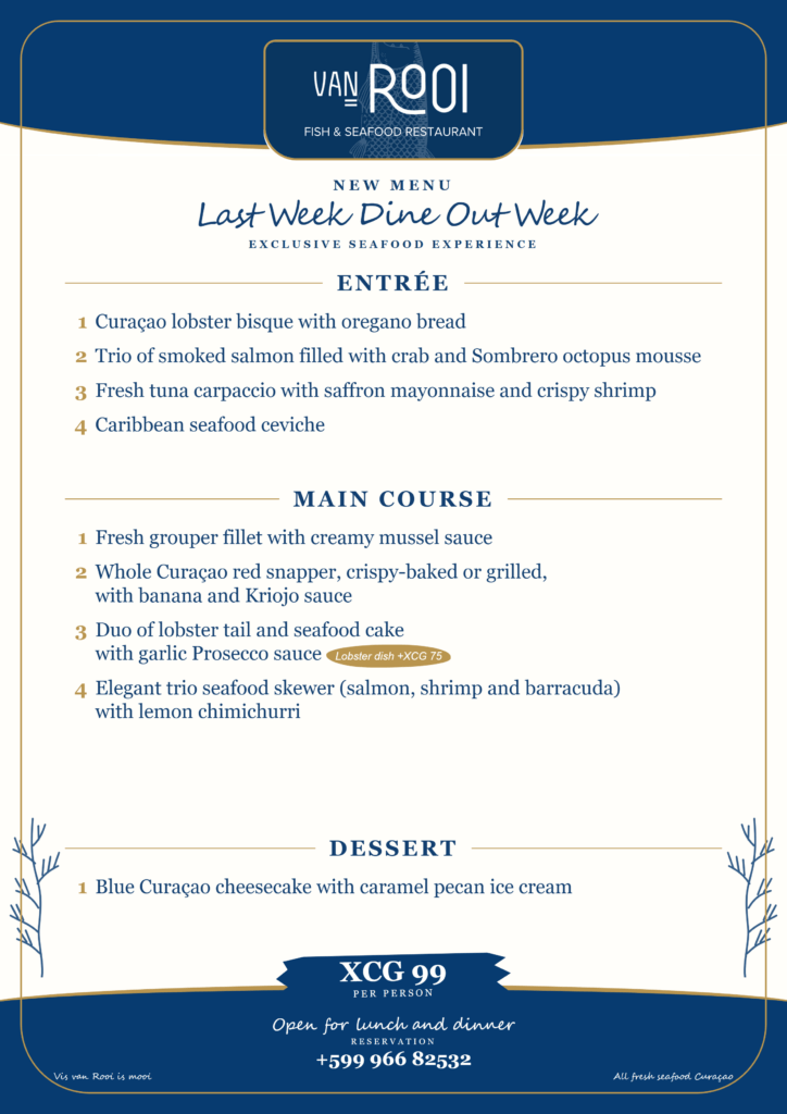 Van Rooi Fish & Seafood | Last Week Menu XCG 99